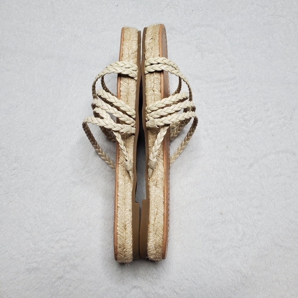 Madewell Kathryn Brown Leather Strappy Braided Woven Espadrille Slide Sandals - Picture 6 of 10